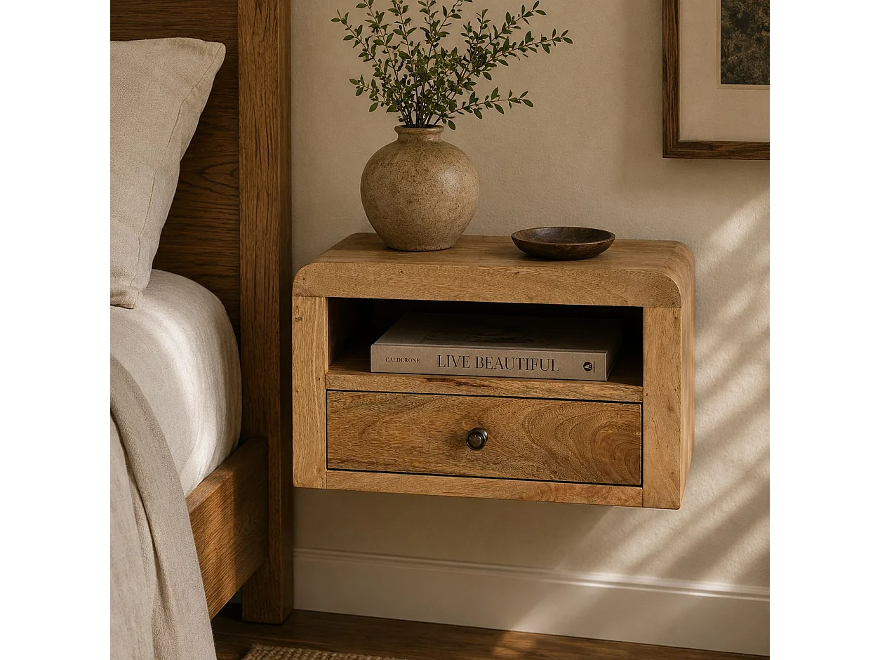 Artisan Furniture Lite drewno Solidna Wisząca Szafka Nocna w Odcieniu Dębowym