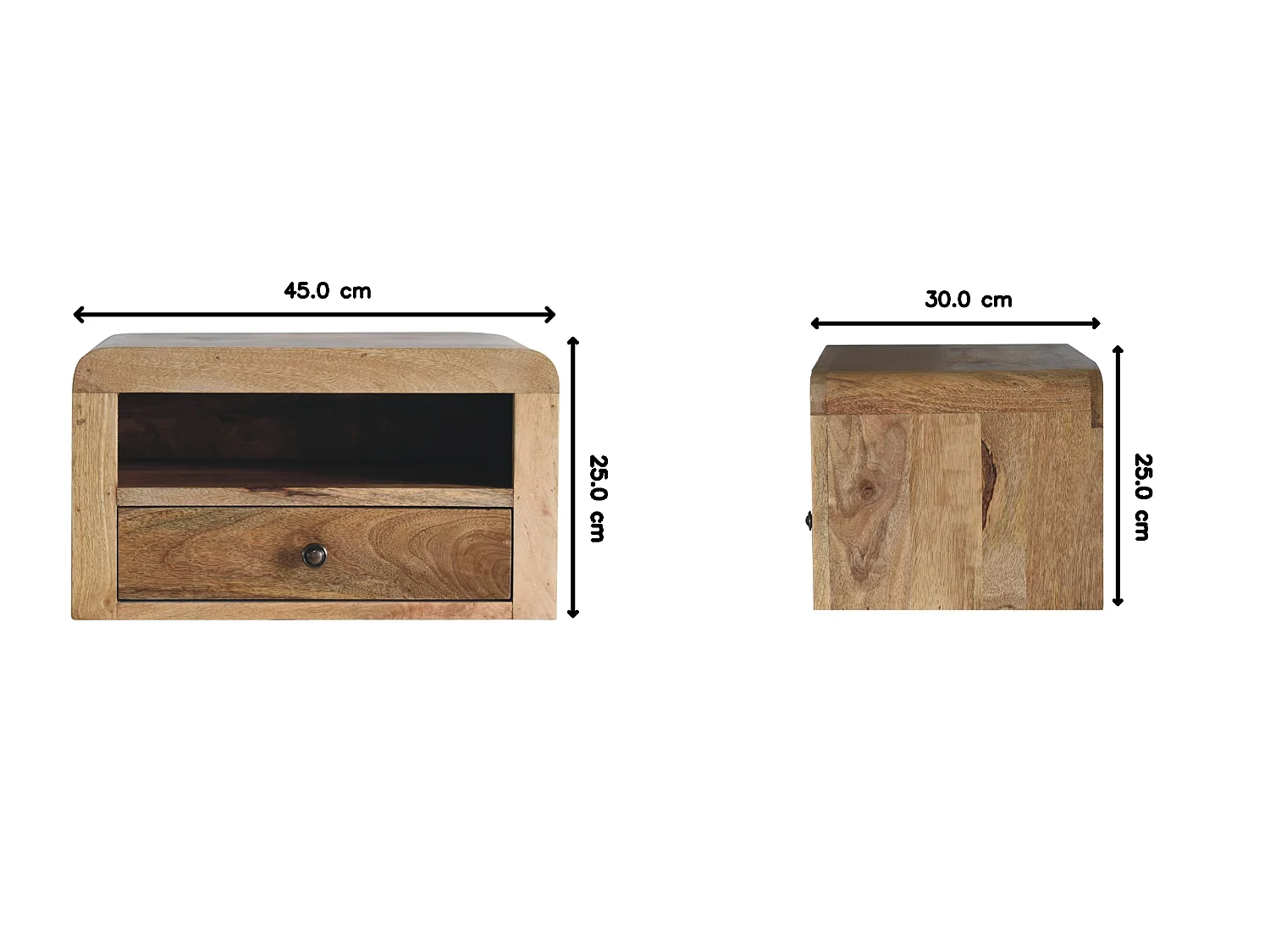 Artisan Furniture Lite drewno Solidna Wisząca Szafka Nocna w Odcieniu Dębowym