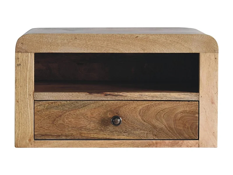 Table de chevet flottante Chunky Artisan Furniture finition chêne, 1 tiroir, 1 étagère, marron clair