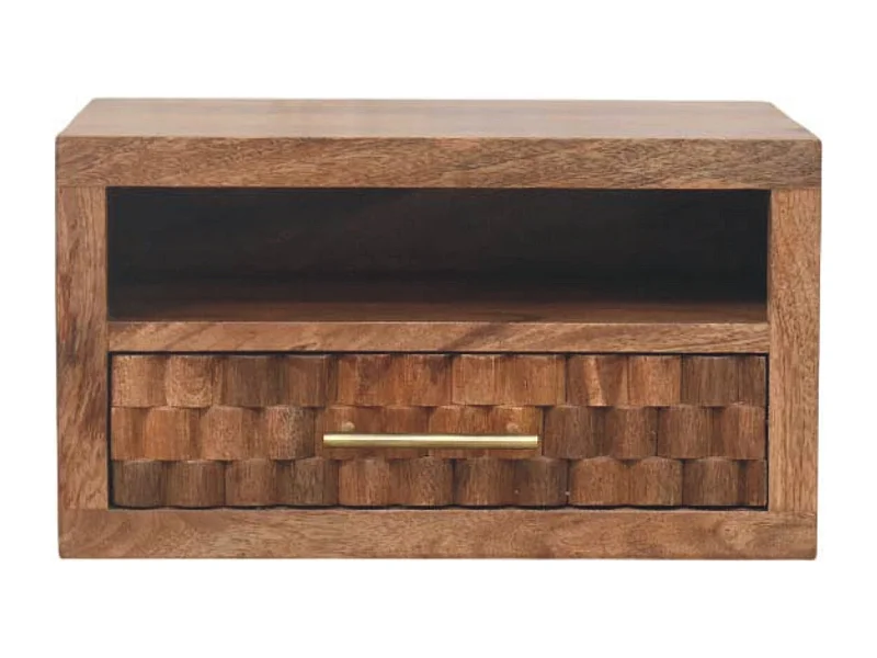 Artisan Furniture Massivholz Arno Wand-Nachttisch in Golden Teak