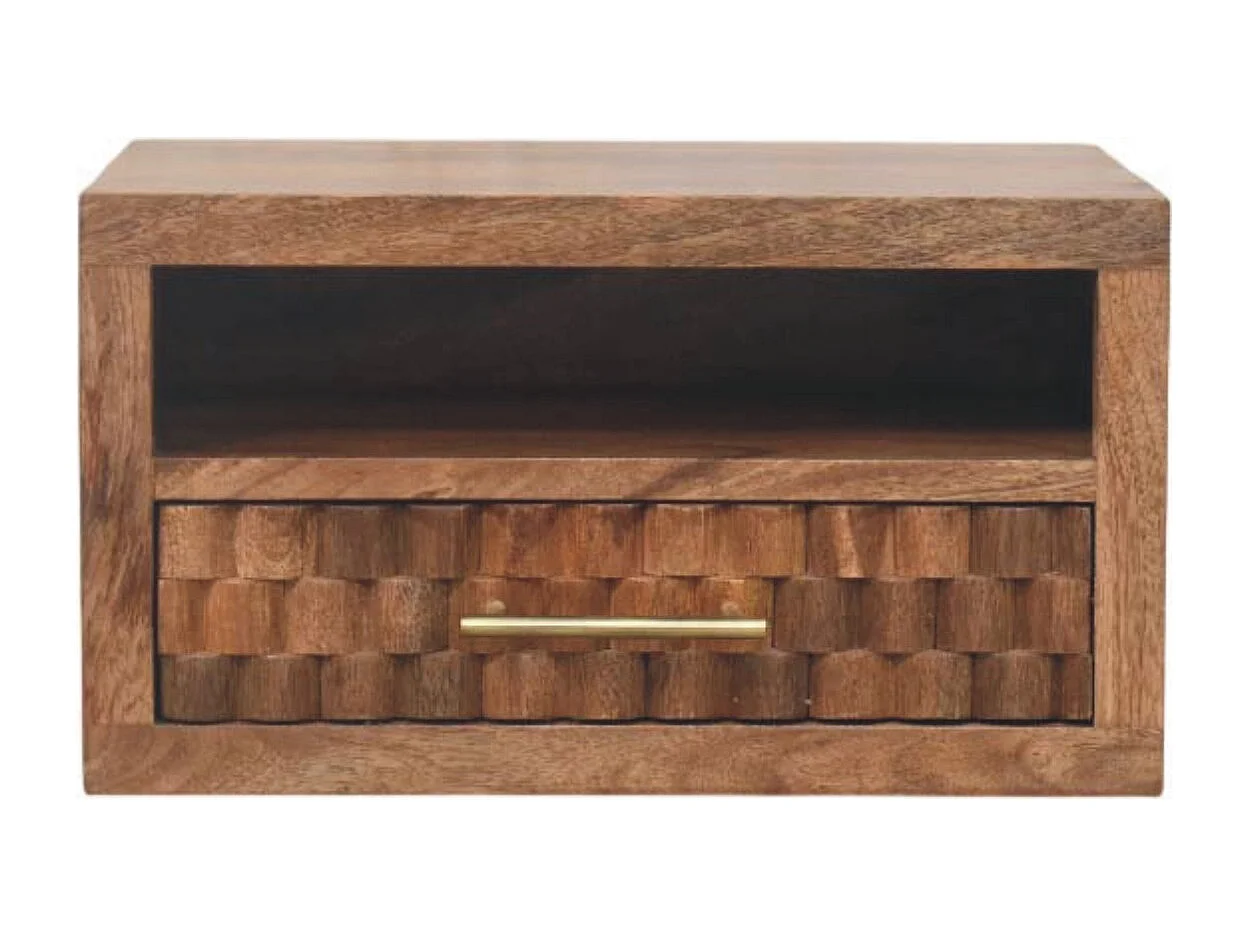 Artisan Furniture Massivholz Arno Wand-Nachttisch in Golden Teak