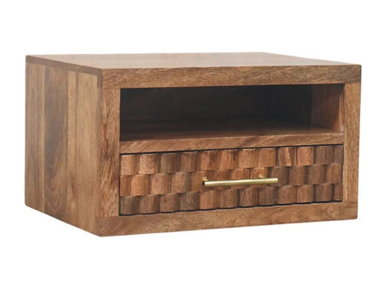 Artisan Furniture Massivholz Arno Wand-Nachttisch in Golden Teak