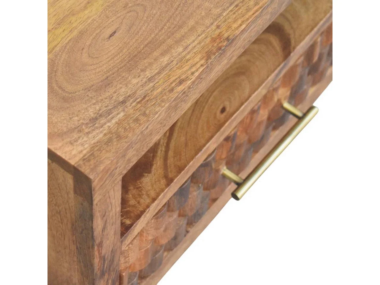 Table de chevet Cadiz Artisan Furniture avec tiroir sculpté et compartiment ouvert, 1 tiroir, 1 étagère ouverte, marron