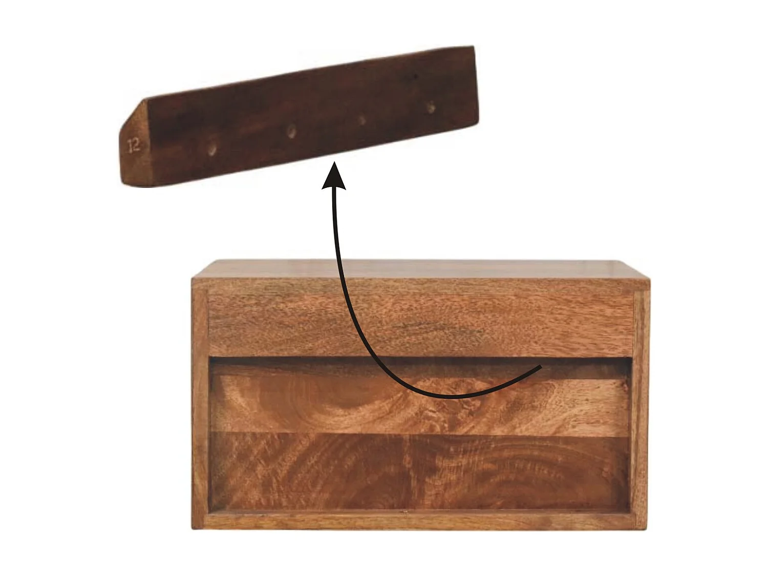 Table de chevet Cadiz Artisan Furniture avec tiroir sculpté et compartiment ouvert, 1 tiroir, 1 étagère ouverte, marron