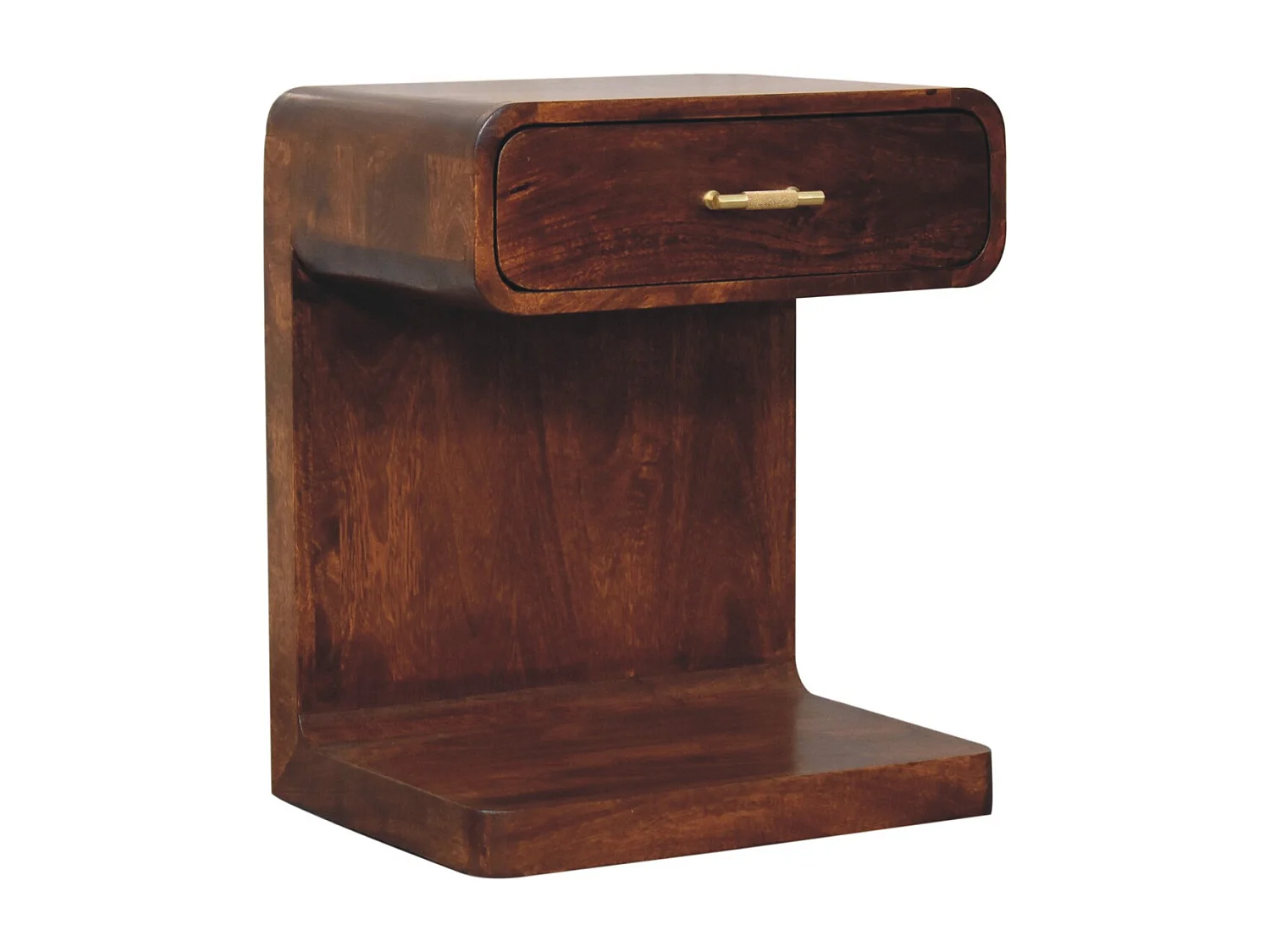 Artisan Furniture Massivholz Kastanienholz-T-Bar-Bett mit abgerundeten Ecken