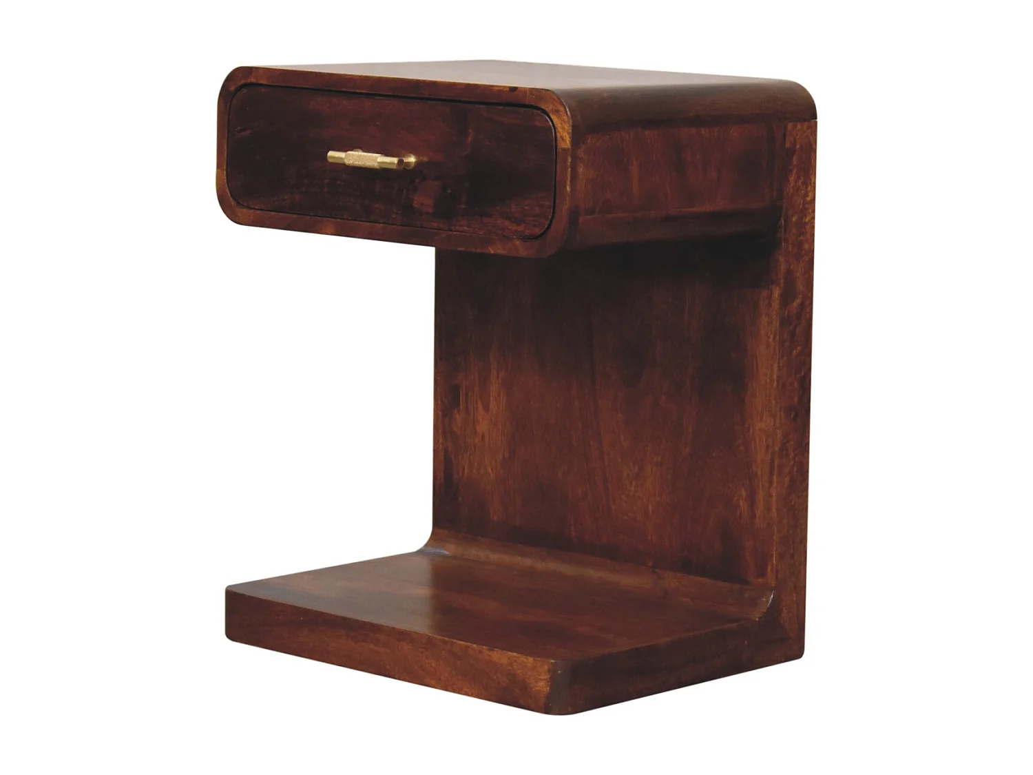 Artisan Furniture Massivholz Kastanienholz-T-Bar-Bett mit abgerundeten Ecken