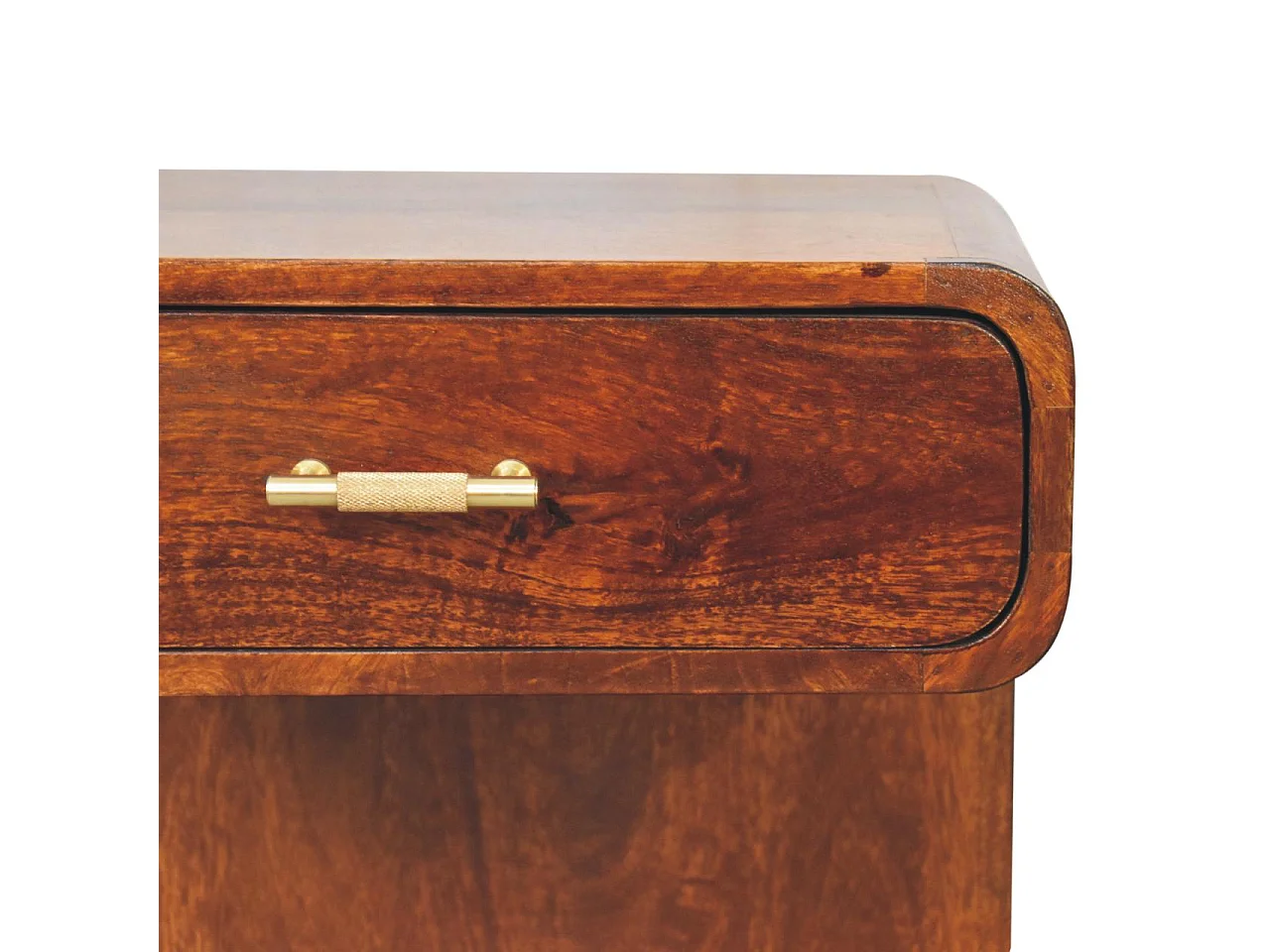 Artisan Furniture Massivholz Kastanienholz-T-Bar-Bett mit abgerundeten Ecken