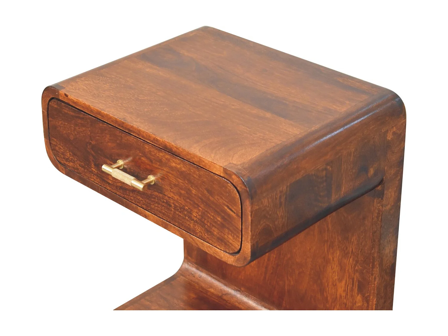 Artisan Furniture Massivholz Kastanienholz-T-Bar-Bett mit abgerundeten Ecken