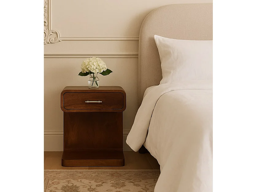 Artisan Furniture Bois massif Table de Chevet Arrondie à Poignée en T, Finition Châtaignier