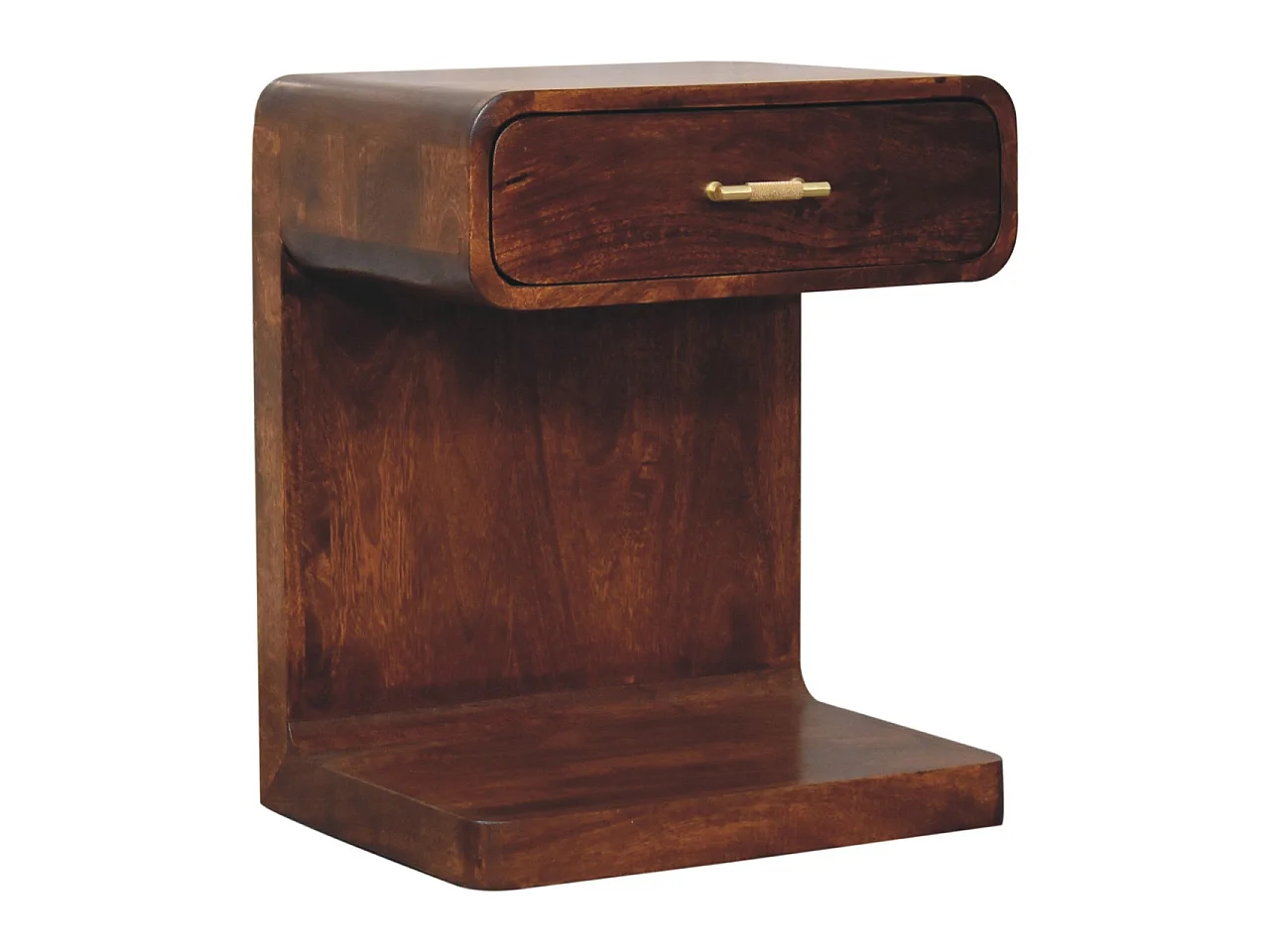 Artisan Furniture Bois massif Table de Chevet Arrondie à Poignée en T, Finition Châtaignier