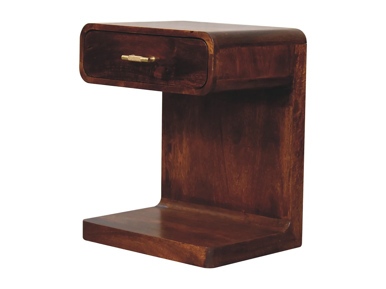 Artisan Furniture Bois massif Table de Chevet Arrondie à Poignée en T, Finition Châtaignier