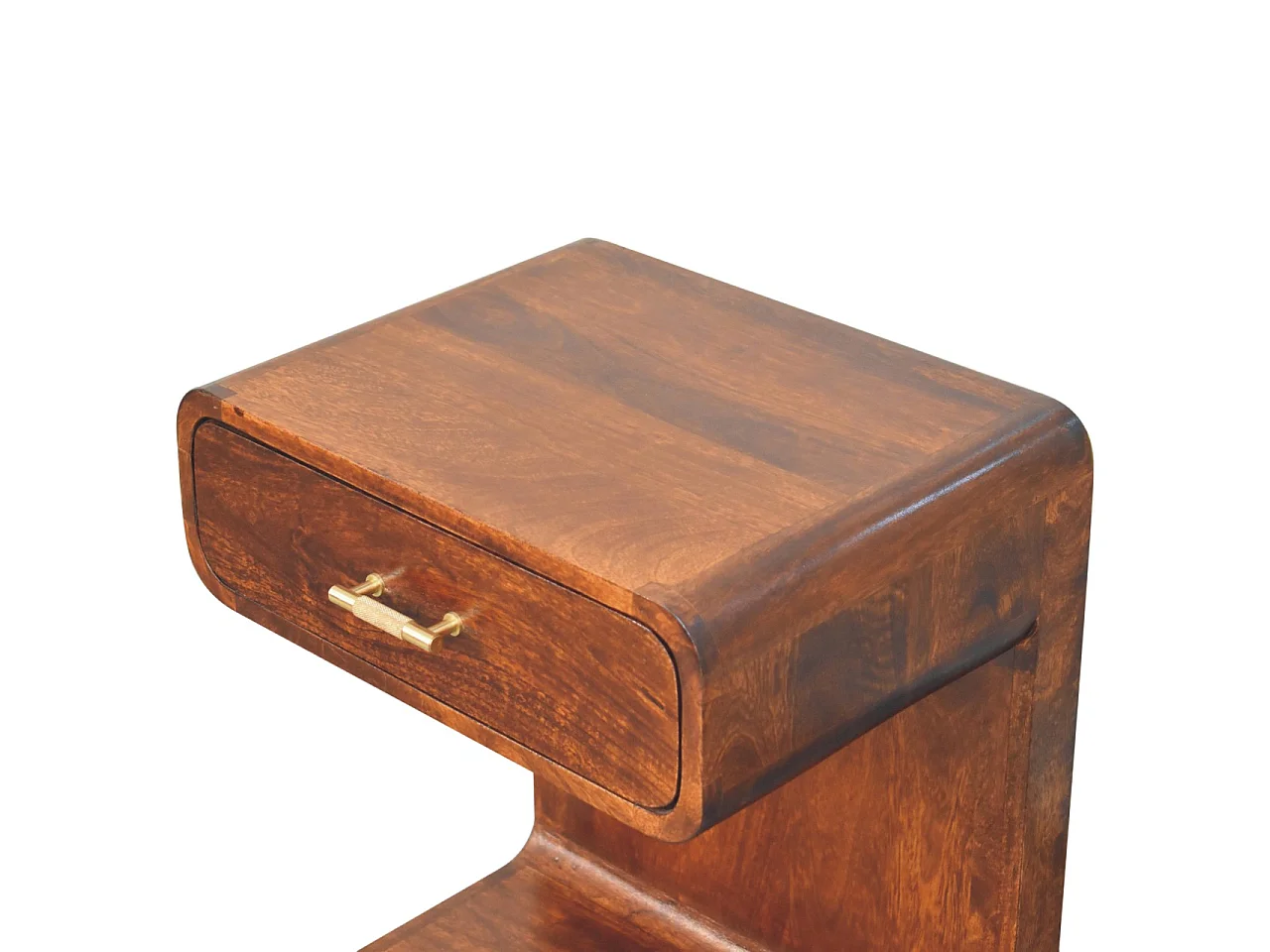 Artisan Furniture Bois massif Table de Chevet Arrondie à Poignée en T, Finition Châtaignier
