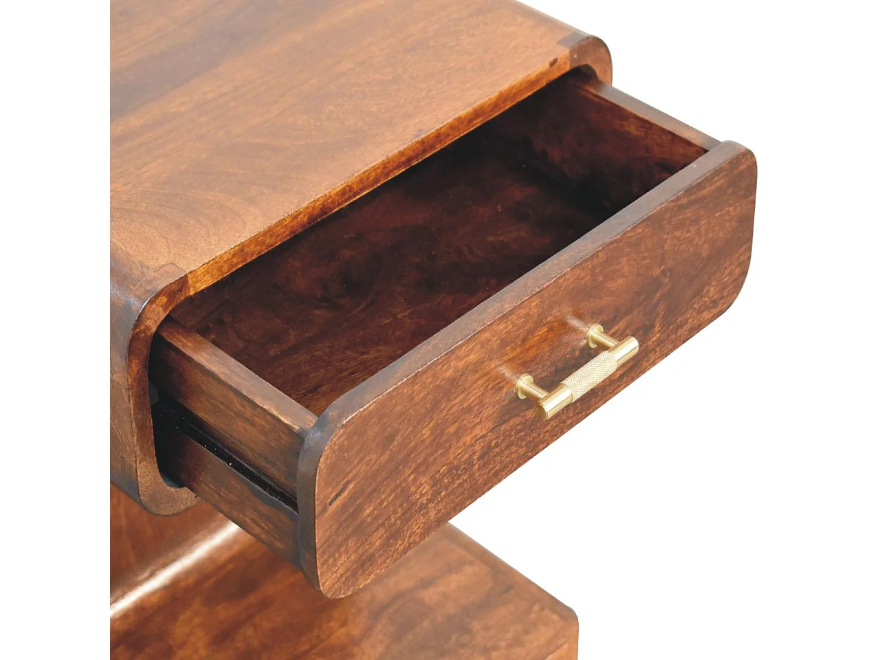 Artisan Furniture Bois massif Table de Chevet Arrondie à Poignée en T, Finition Châtaignier