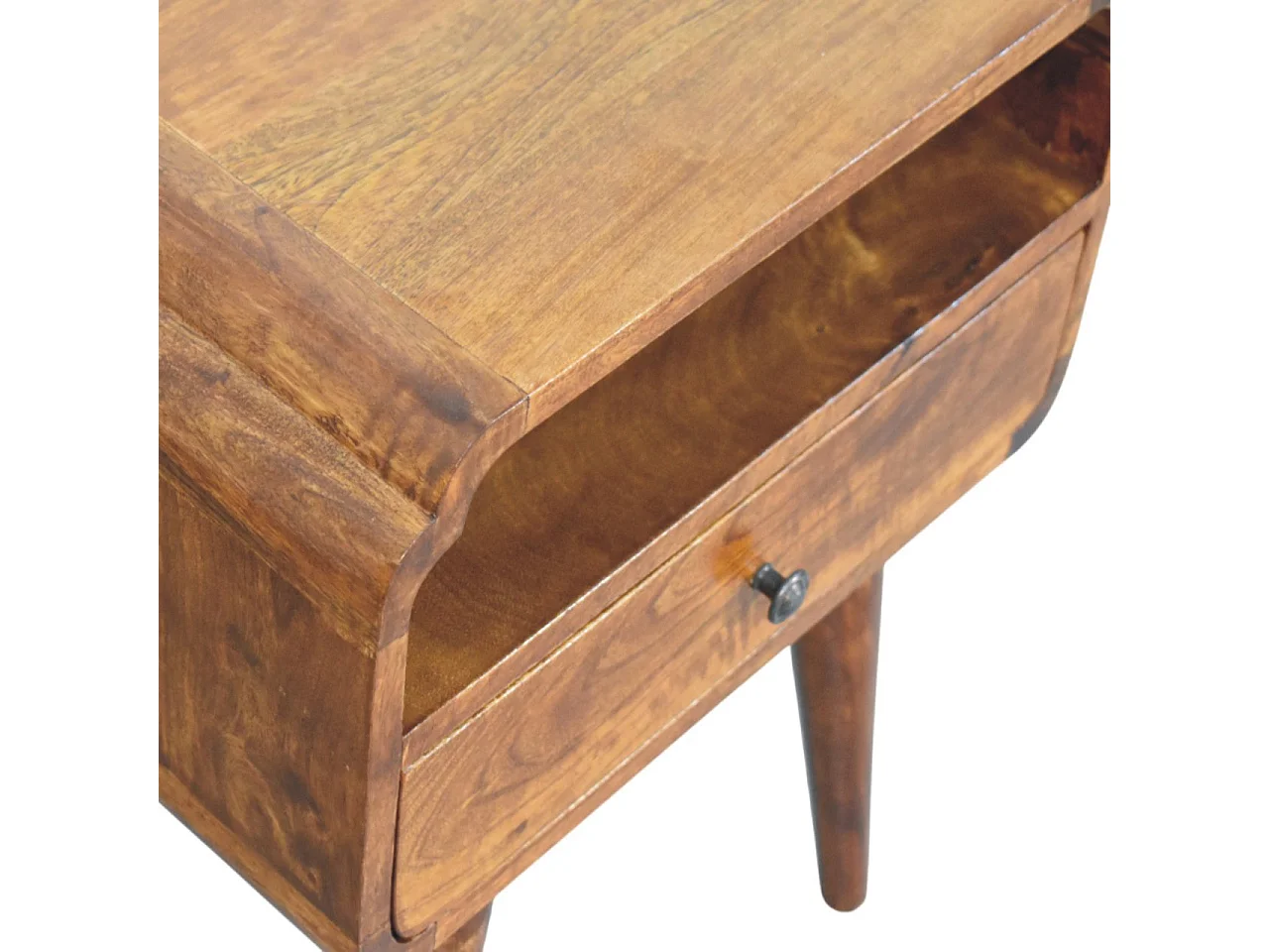 Artisan Furniture Table de chevet Newton en bois massif finition châtaignier, 1 tiroir et 1 étagère