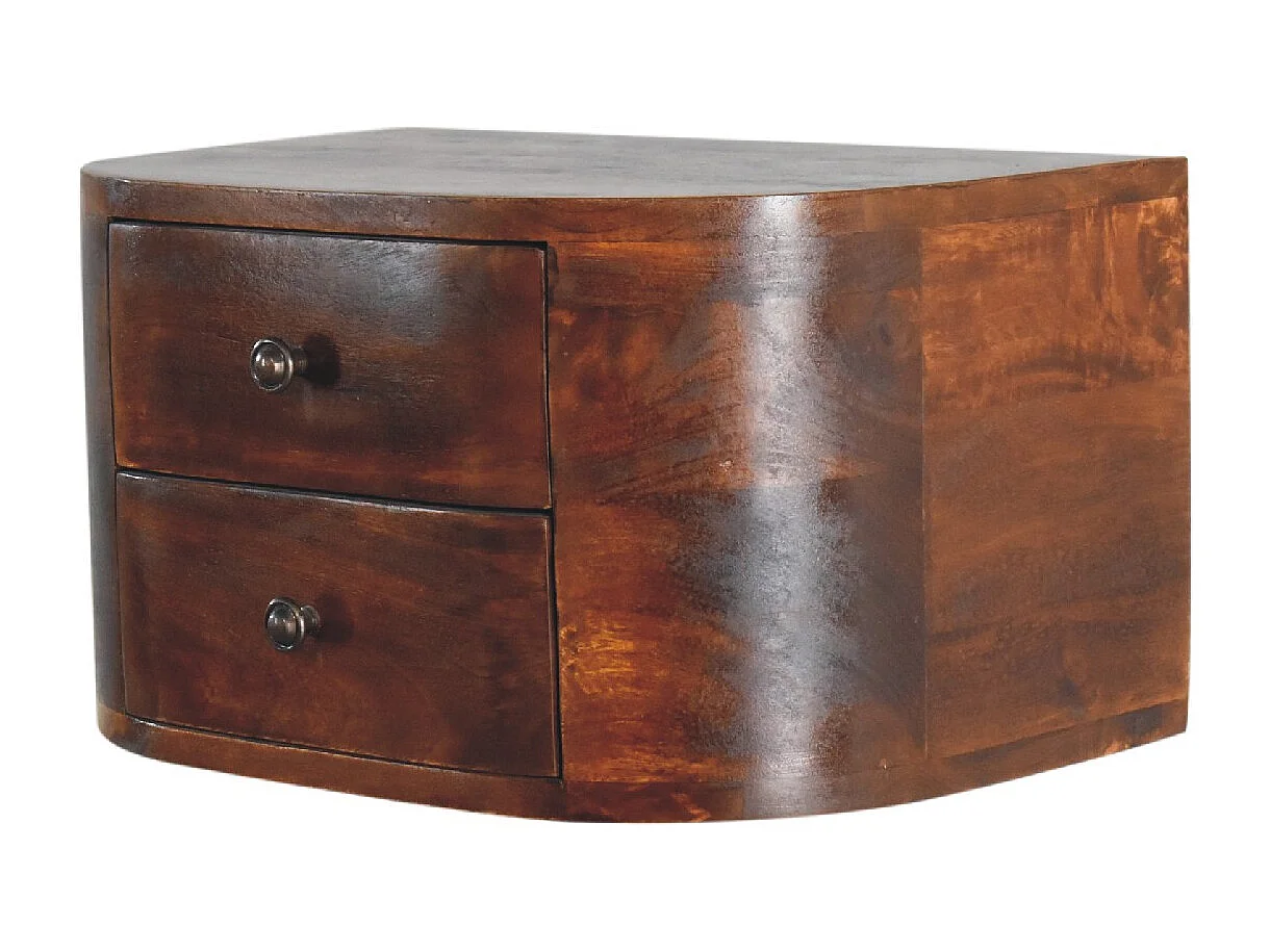 Artisan Furniture Bois massif Table de Chevet Murale Lunar à 2 Tiroirs