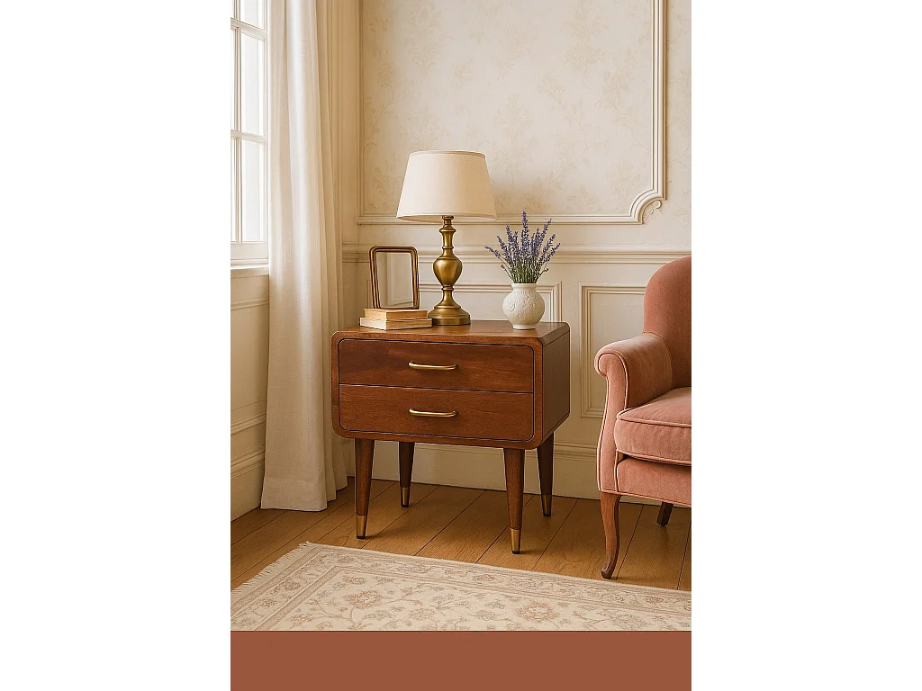 Artisan Furniture Massivholz Astor Nachttisch mit zwei Schubladen