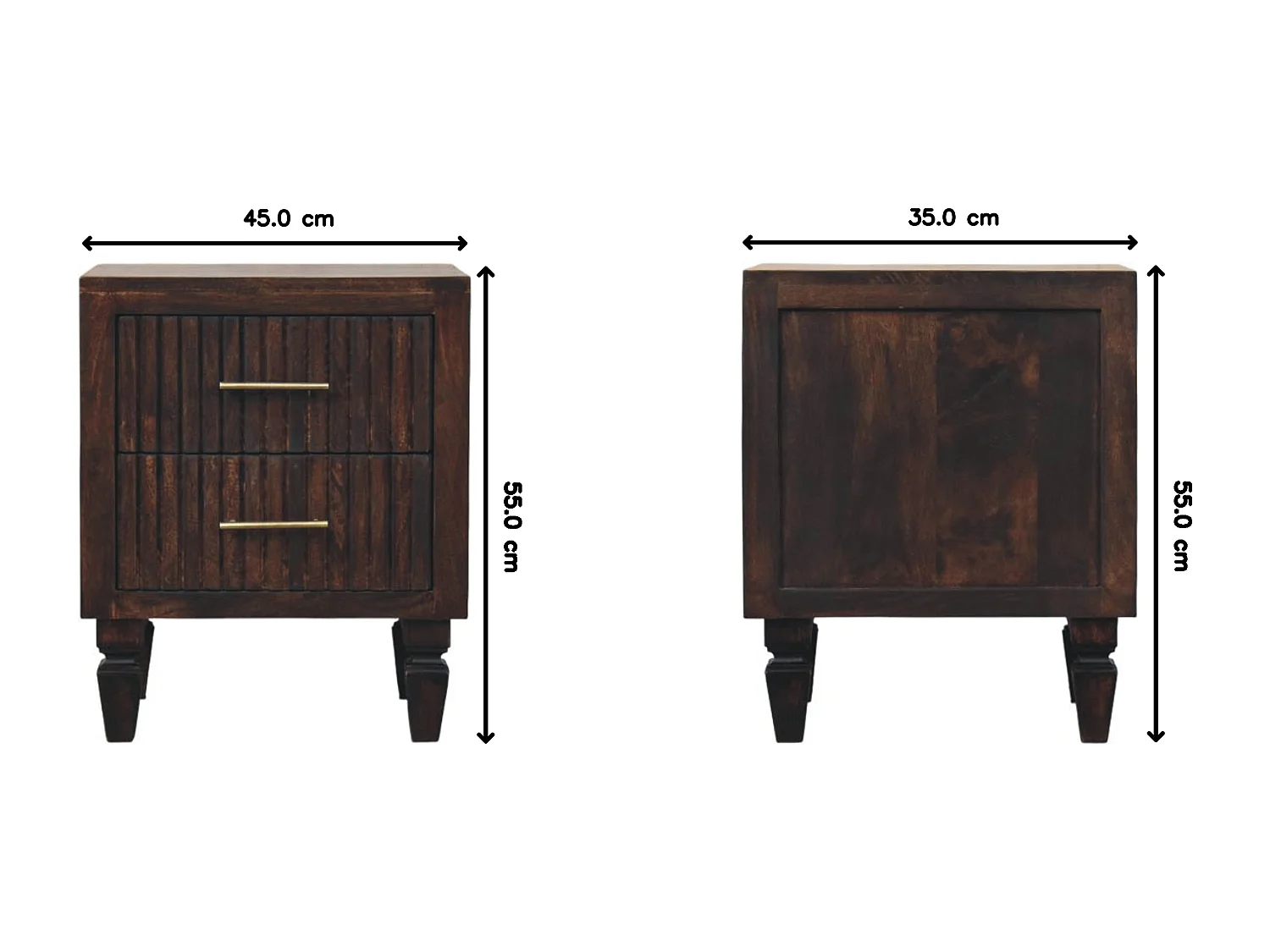 Table de chevet Belmont Artisan Furniture, 2 tiroirs, brun foncé