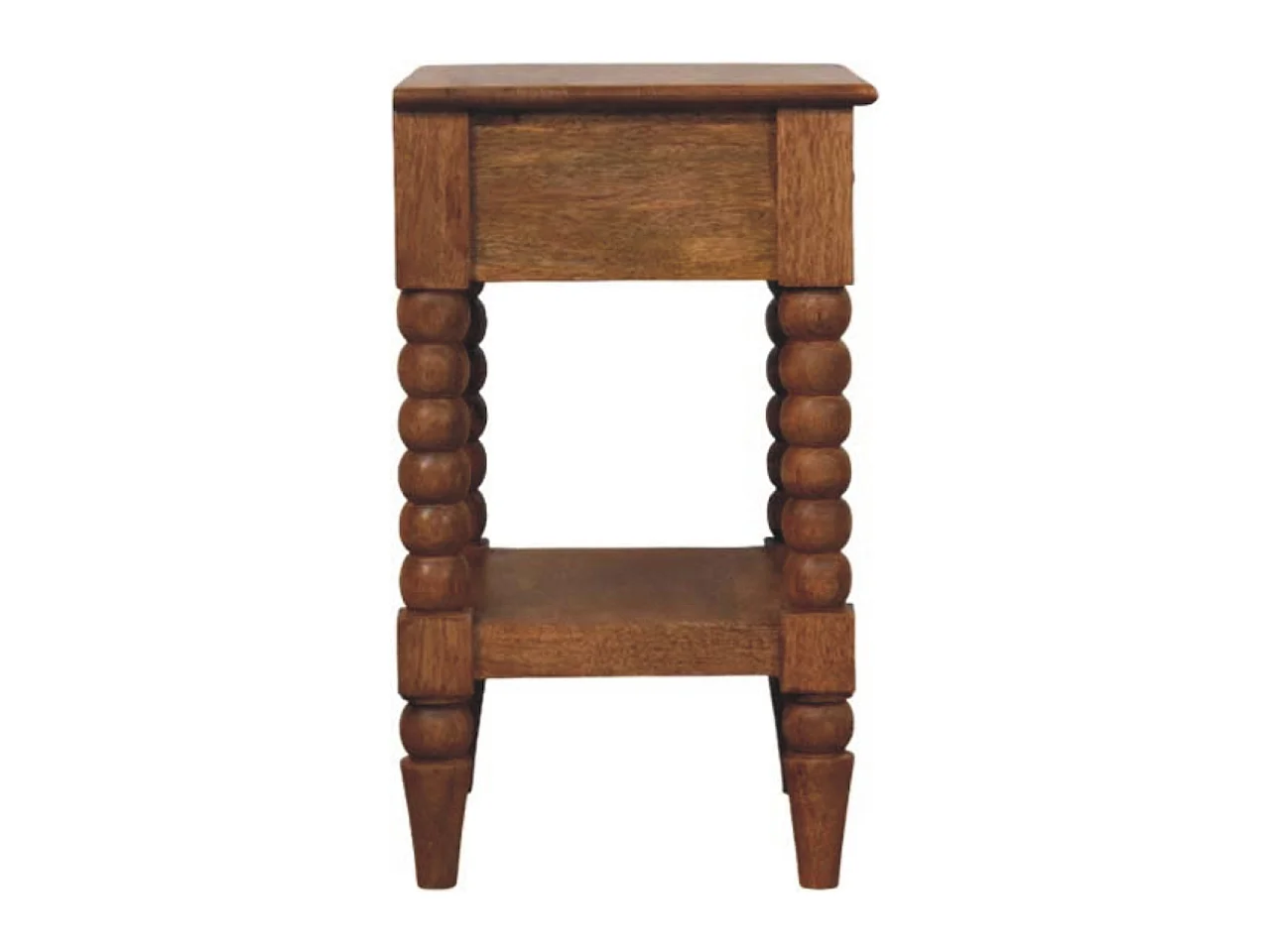Artisan Furniture spindle bedside table, 1 drawer, 1 open shelf, brown