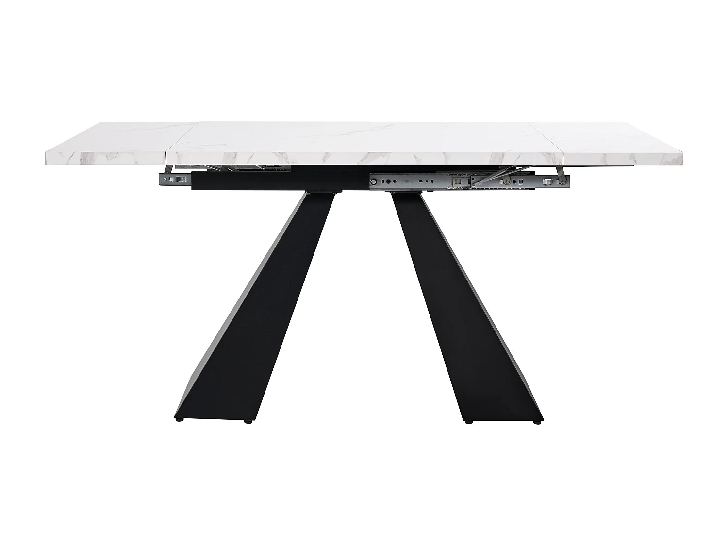 Ensemble salle à manger cinq pièces - 1 table extensible + 4 chaises en velours - 159 x 80 x 75 cm - MDF + métal - blanc + gris