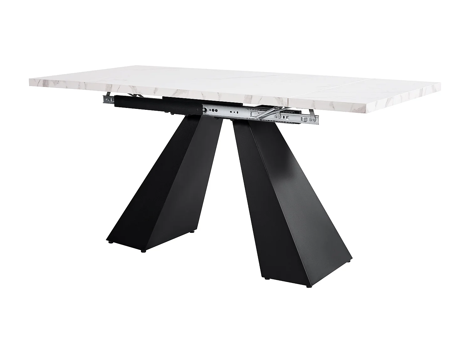 Ensemble salle à manger cinq pièces - 1 table extensible + 4 chaises en velours - 159 x 80 x 75 cm - MDF + métal - blanc + gris