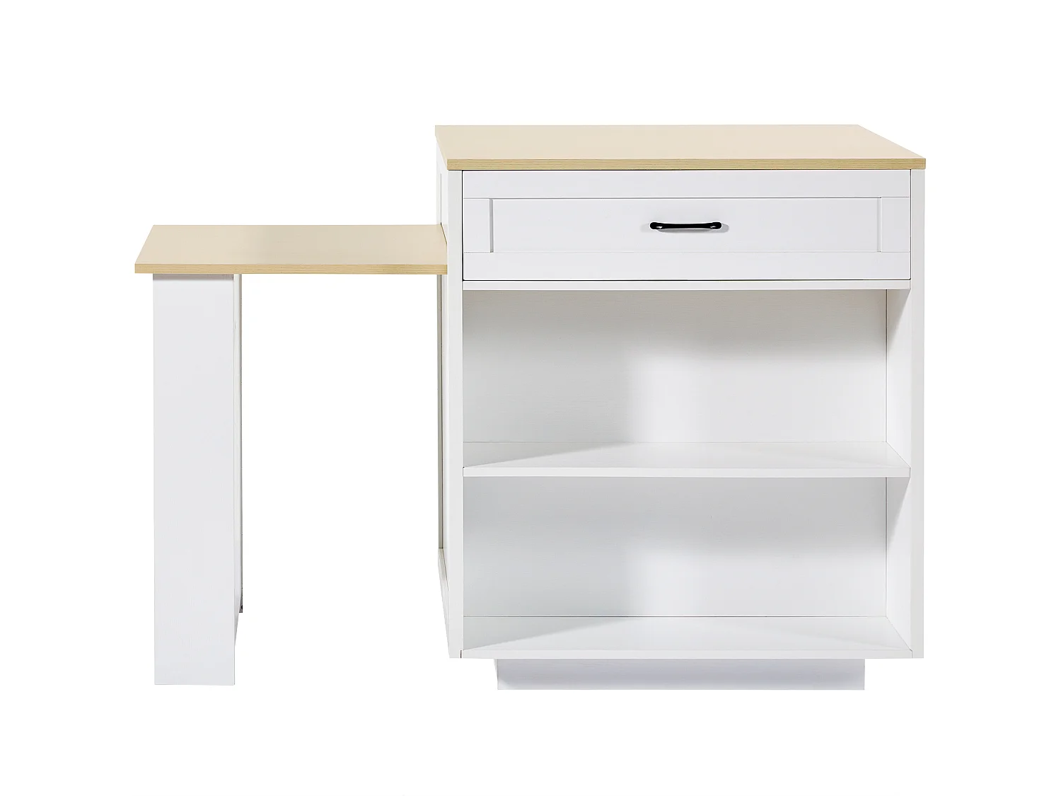 Tavolo da bar estensibile con contenitore - 133-202 x 70 x 93,5 cm - con 2 cassetti + 4 scomparti - MDF - bianco