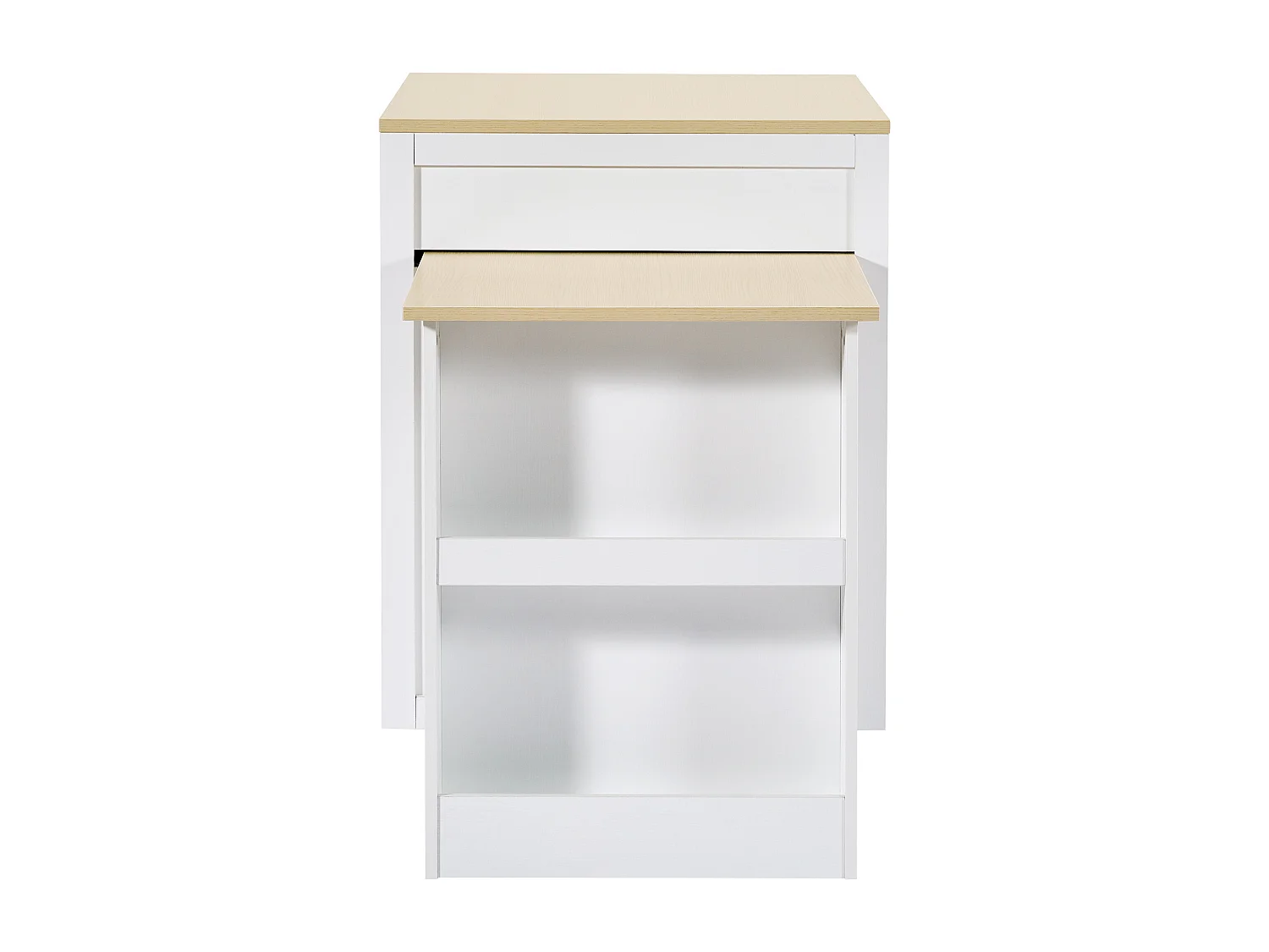Tavolo da bar estensibile con contenitore - 133-202 x 70 x 93,5 cm - con 2 cassetti + 4 scomparti - MDF - bianco