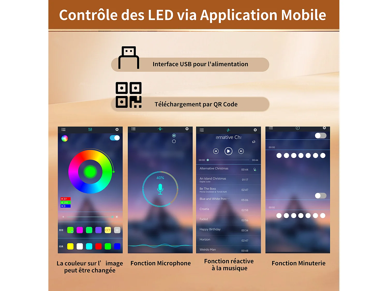 Buffet haut de cuisine avec 4 portes + 3 tiroirs + étagère + Leds - 106 x 40 x 179.5 cm - MDF - noir