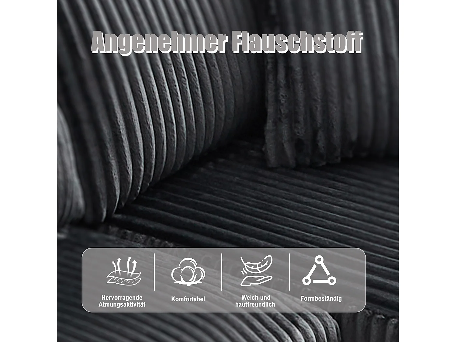 Ensemble de canapé 3 places - 257 x 160 x 80 cm - avec 5 coussins - combinaison à faire soi-même - velours - gris