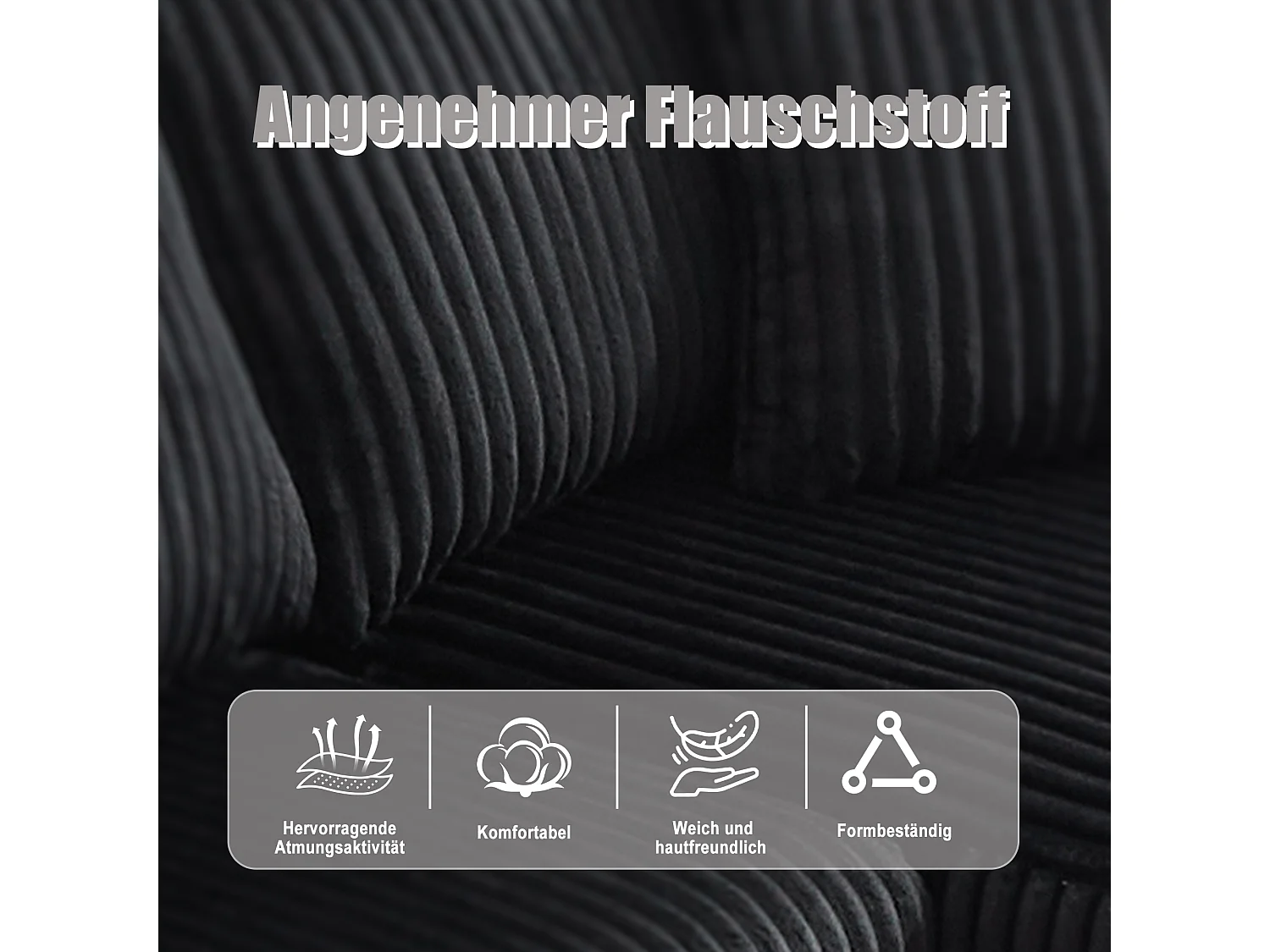 3-Sitzer-Sofagarnitur – 257 x 160 x 80 cm – mit 5 Kissen – Selbstmontage – Samt – schwarz