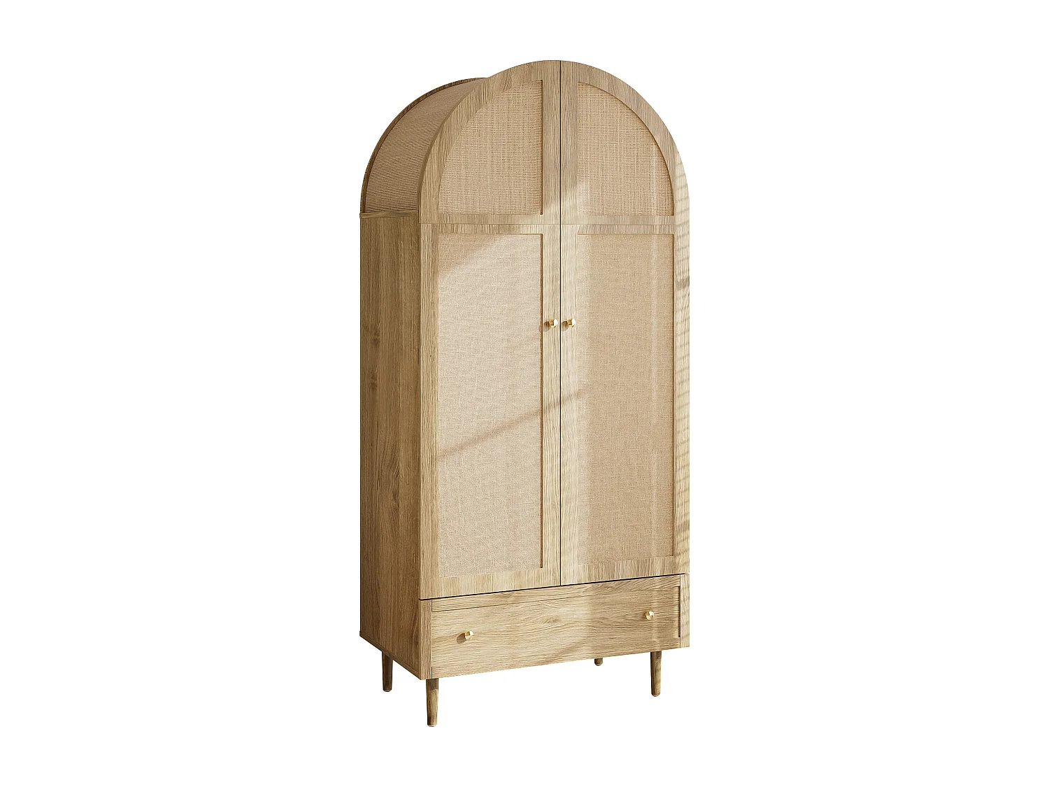 Armoire élégante - 79 x 50 x 175 cm - avec 2 portes + 1 tiroir - pieds robustes en bois - MDF - naturel