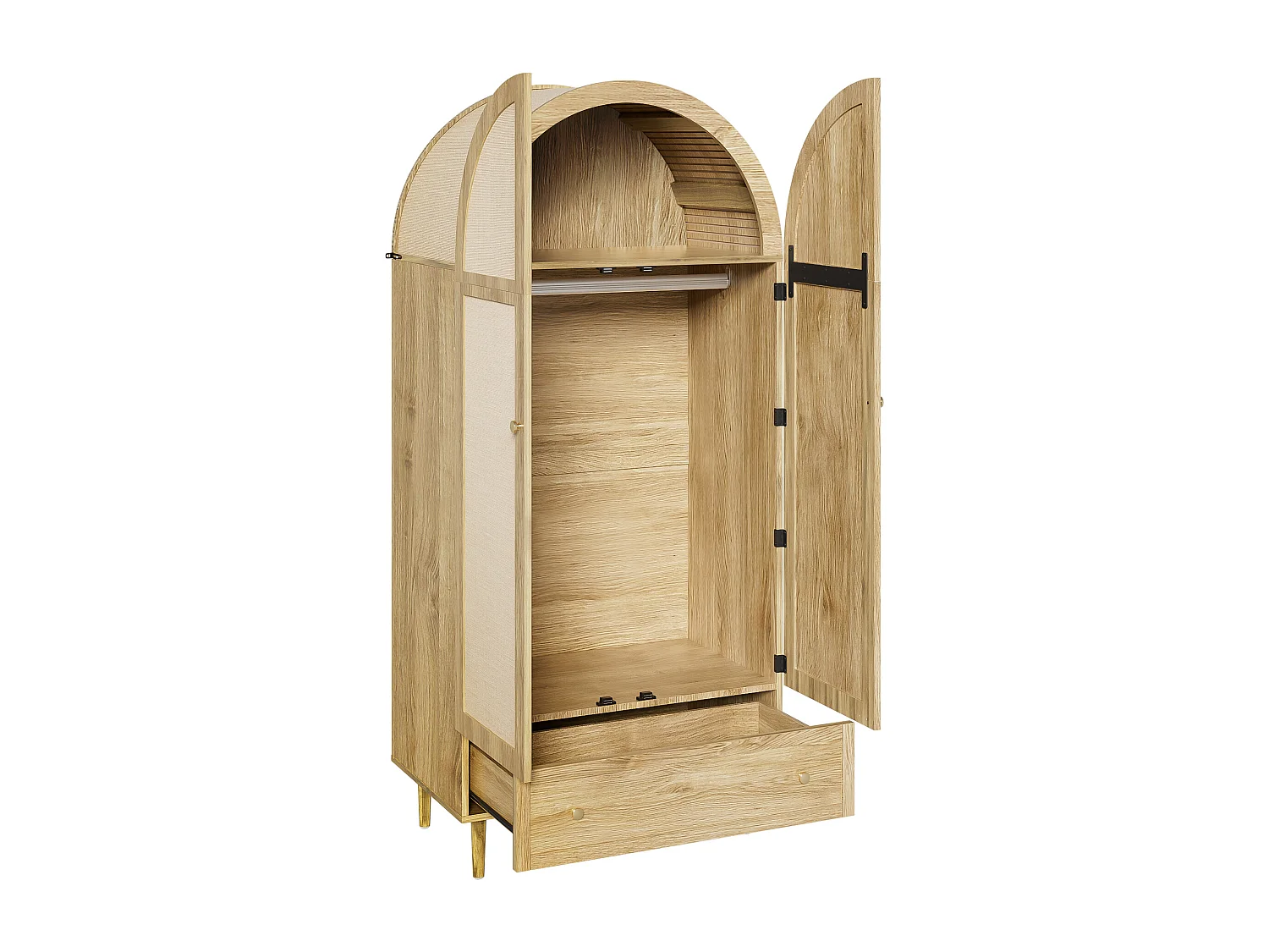 Armoire élégante - 79 x 50 x 175 cm - avec 2 portes + 1 tiroir - pieds robustes en bois - MDF - naturel