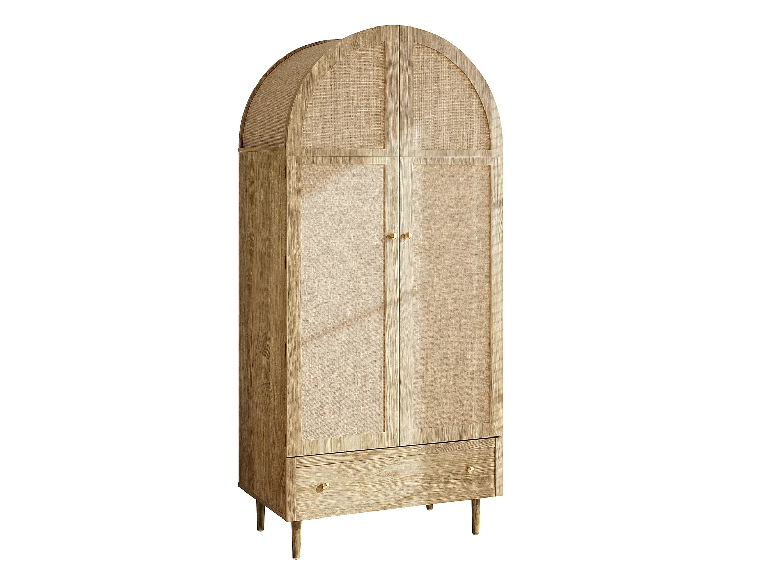 Elegant wardrobe - 79 x 50 x 175 cm - with 2 doors + 1 drawer - sturdy wooden legs - MDF - natural