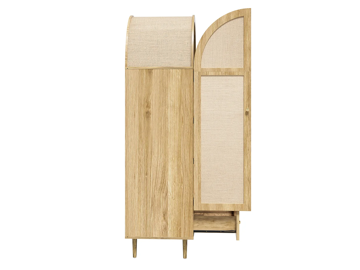 Elegant wardrobe - 79 x 50 x 175 cm - with 2 doors + 1 drawer - sturdy wooden legs - MDF - natural