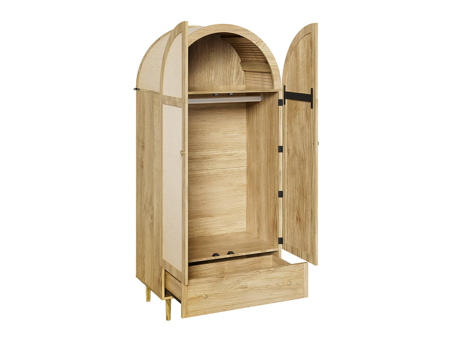 Elegant wardrobe - 79 x 50 x 175 cm - with 2 doors + 1 drawer - sturdy wooden legs - MDF - natural