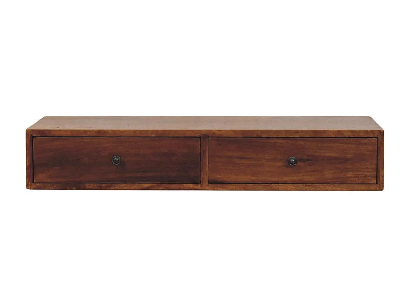 Artisan Furniture Bois massif Console Murale Lunar à 2 Tiroirs en Châtaignier