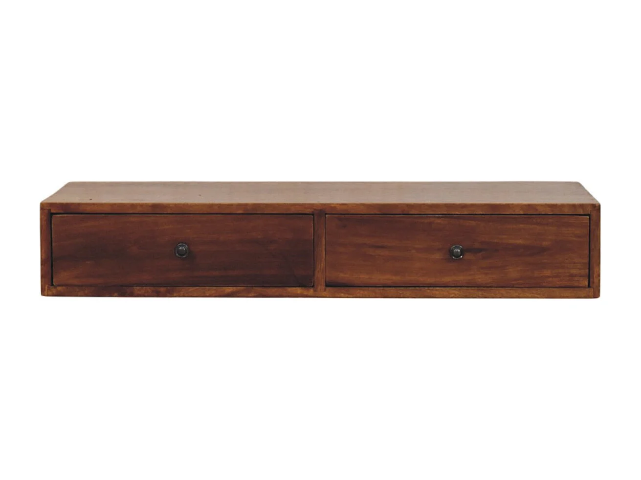 Artisan Furniture Bois massif Console Murale Lunar à 2 Tiroirs en Châtaignier