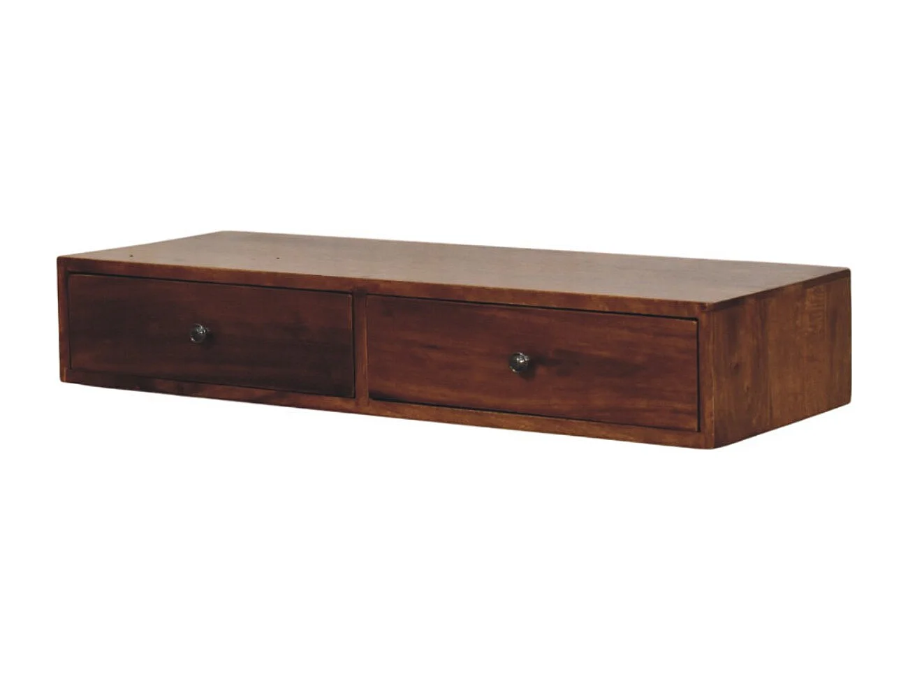Artisan Furniture Bois massif Console Murale Lunar à 2 Tiroirs en Châtaignier