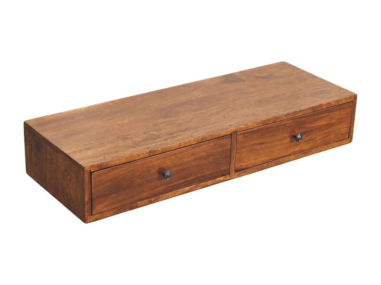 Artisan Furniture Bois massif Console Murale Lunar à 2 Tiroirs en Châtaignier