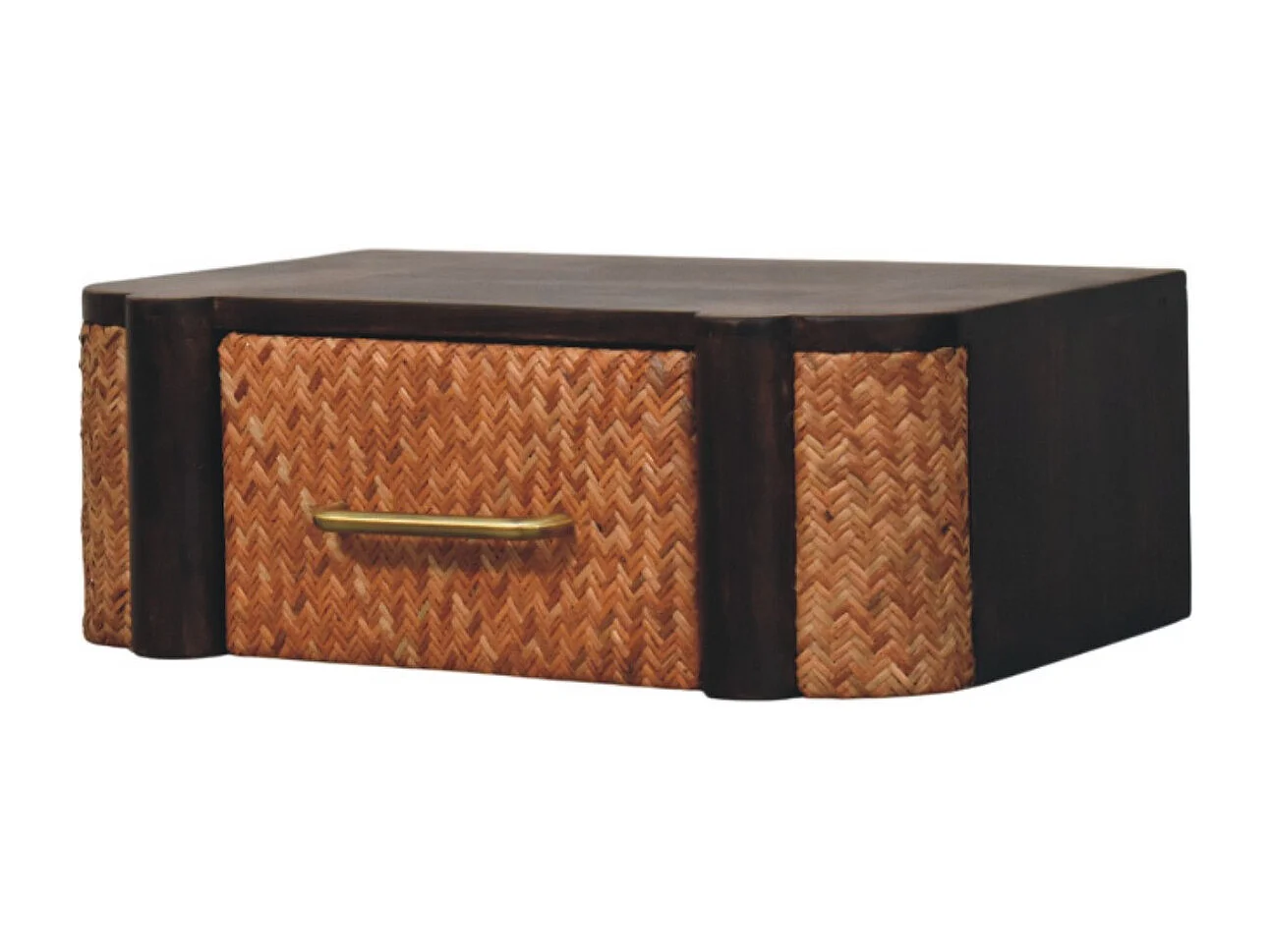 Artisan Furniture Bois massif Tiroir Mural Courbé en Rotin