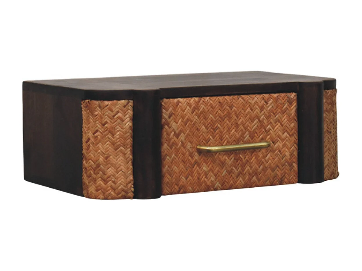 Artisan Furniture Bois massif Tiroir Mural Courbé en Rotin