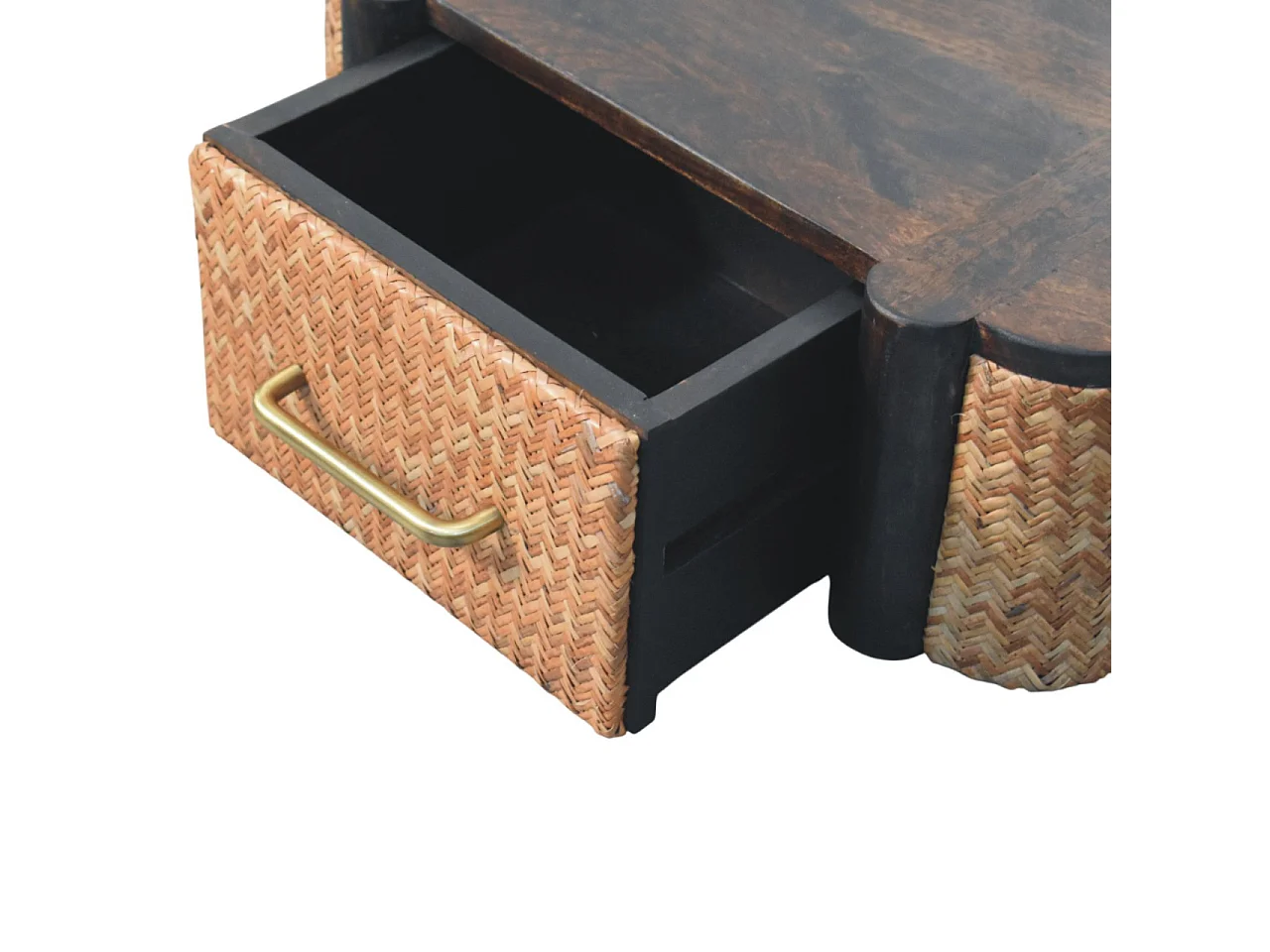 Artisan Furniture Bois massif Tiroir Mural Courbé en Rotin