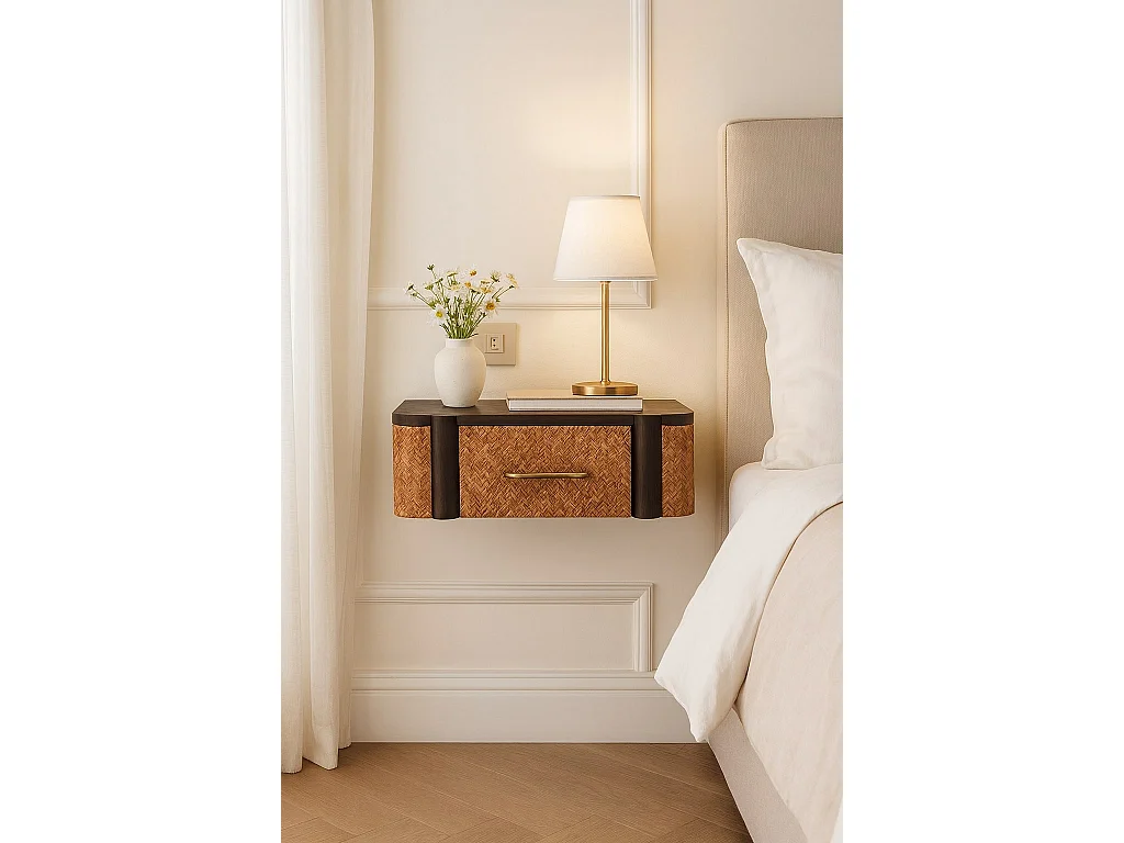 Table de chevet murale Havana Artisan Furniture, 1 tiroir, marron