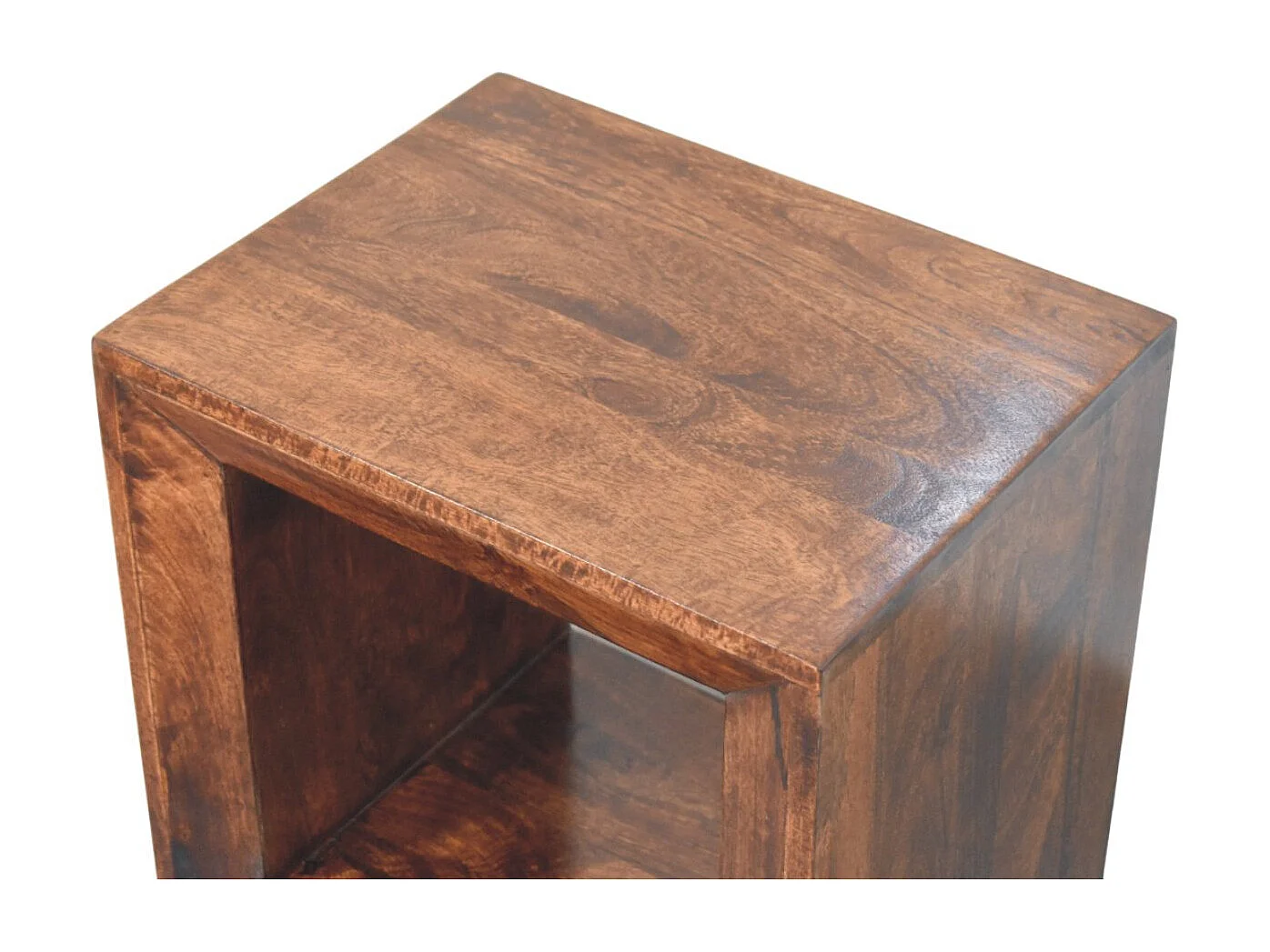 Artisan Furniture Bois massif Table d’Appoint Ouverte Solis en Noyer Californien, Fente ouverte, brun foncé
