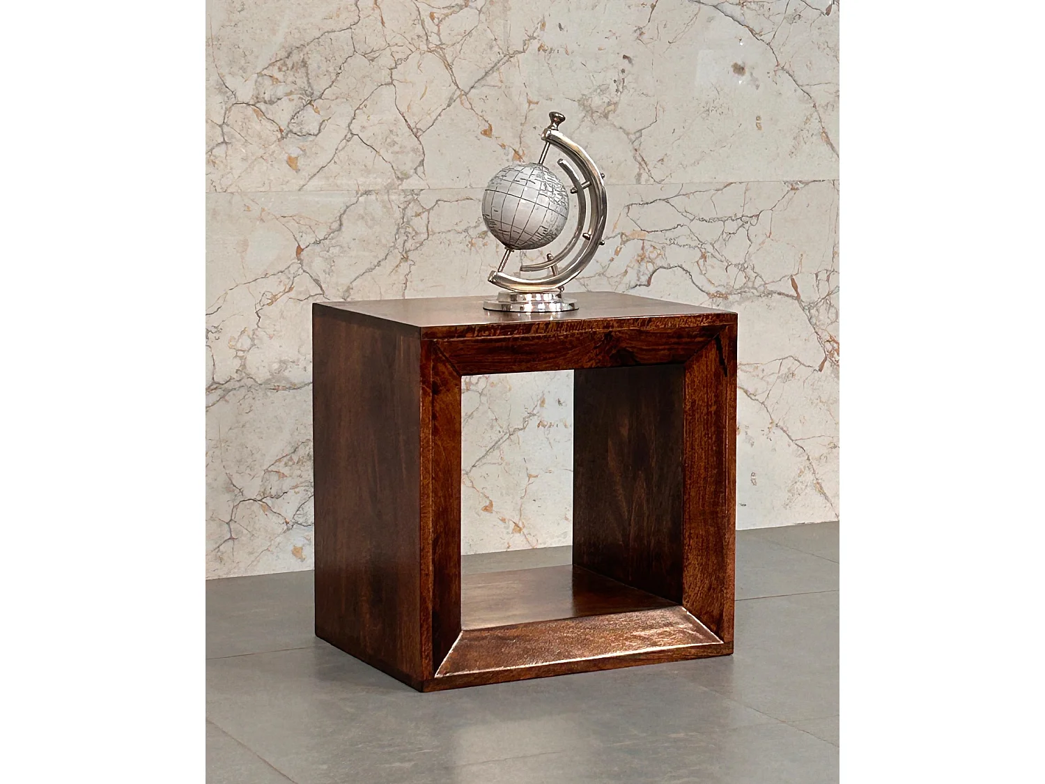 Artisan Furniture Bois massif Table d’Appoint Ouverte Solis en Noyer Californien, Fente ouverte, brun foncé