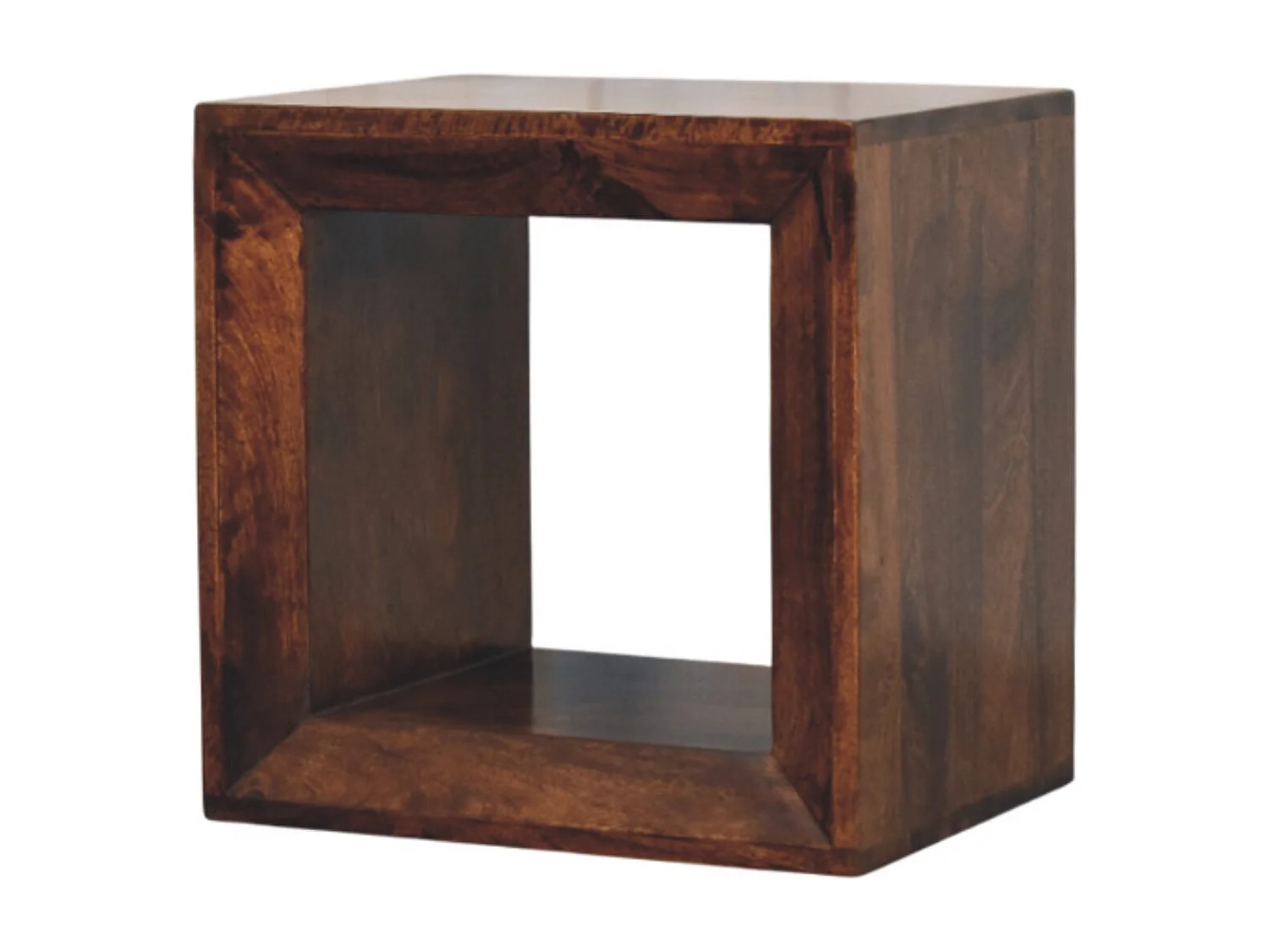 Table d'appoint Solis ouverte Artisan Furniture en noyer California, 1 compartiment ouvert, finition brun