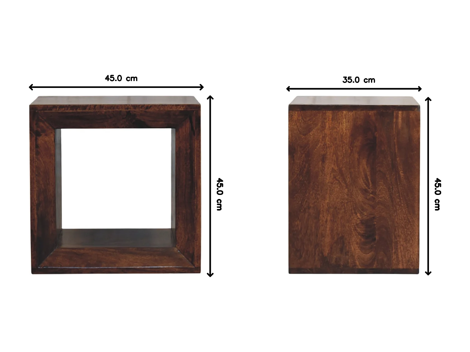 Table d'appoint Solis ouverte Artisan Furniture en noyer California, 1 compartiment ouvert, finition brun