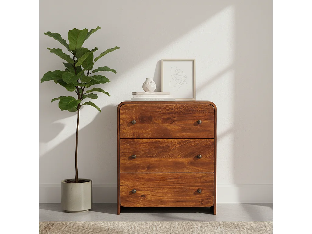 Artisan Furniture Bois massif Commode Fine Aspen, 3 tiroirs, Brun