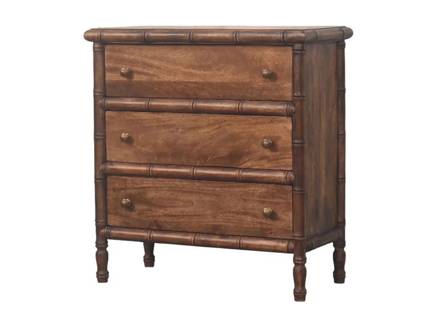 Artisan Furniture Massivholz Bambus geschnitzte Kommode mit drei Schubladen