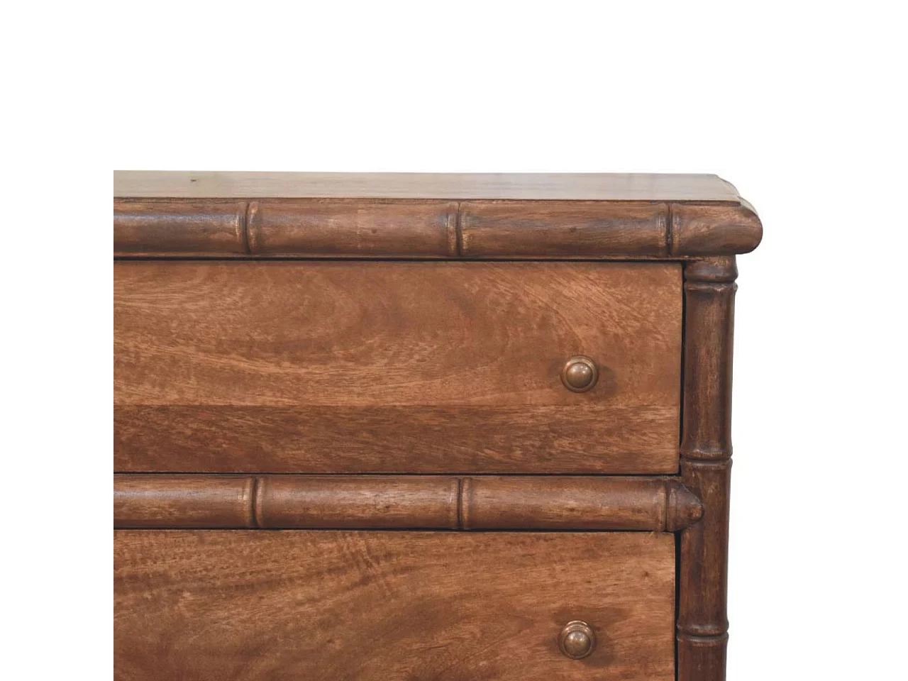 Artisan Furniture Bois massif Commode Sculpée en Bambou à 3 Tiroirs