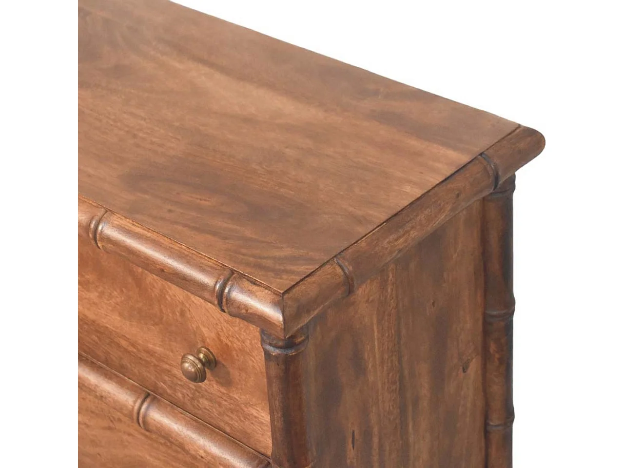 Artisan Furniture Bois massif Commode Sculpée en Bambou à 3 Tiroirs